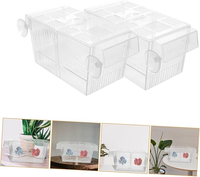 Happyyami 2pcs Fish Breeding Box Cups Incubator for Juvenile Fish Safe Isolation Tank for Aquariums Lightweight and Portable