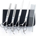 Professional Dog Scissors Set, 7 Inch/8 Inch Curved Chunkers & Thinning Shears with Grooming Comb