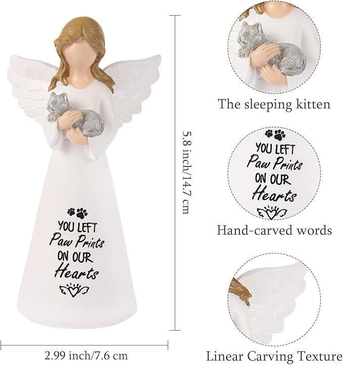 Cat Memorial Gifts for Loss of Cat - Sympathy Gift for Cat Lovers, Pet Memorial Keepsake for Grieving Cat Owners, Remembrance Gifts for Loss of Pet (Grey Cat)