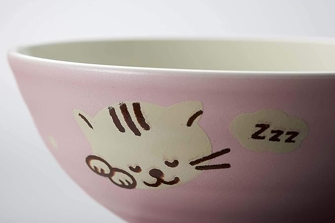 Sanyoshi 1148711 Rice Bowl, Pink, 8.1 fl oz (230 ml), Water Repellent, Cat Pink