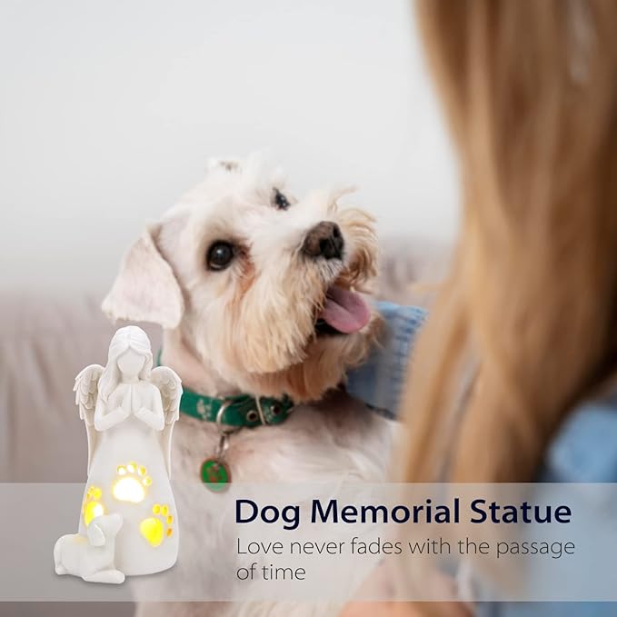 BEARAE Loss of Dog Sympathy Gift, Dogs Memorial Gifts, Pet Loss Candle Holder Figurine Statue, Dog Passing Away Statue Remembrance Gift, Puppy Angel Figurine for Dogs Owners