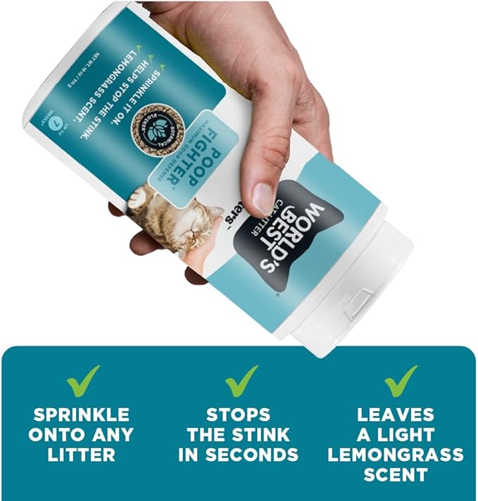 WORLD'S BEST CAT LITTER® Boosters™ Poop Fighter® | Natural and Sustainable Cat Litter Additive | Eliminates Poop, Urine, and Ammonia Odors | Botanical Blocker™ Technology | 18 oz Canister (Pack of 2)