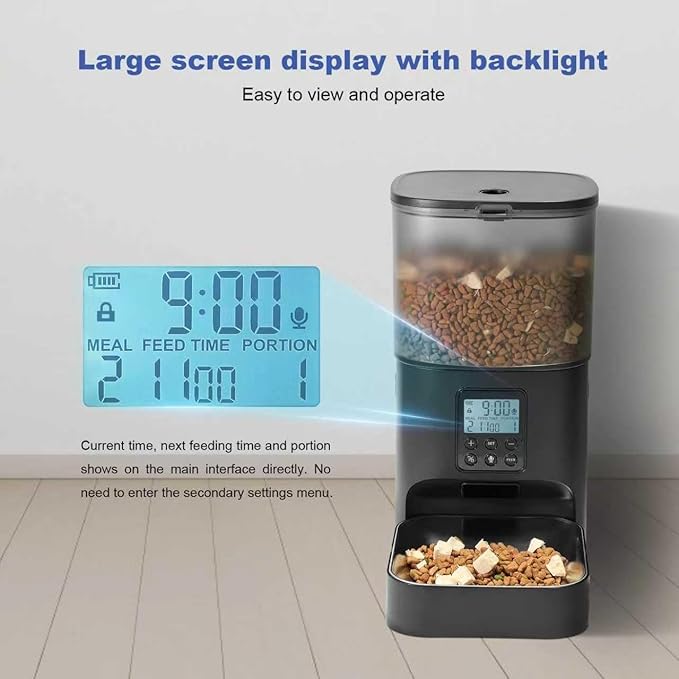 Automatic Cat Feeder, Cat Food Dispenser with 10s Voice Recorder, Pet Feeder up to 8 Meals per Day, Timed Feeder with Dry Food Sealed Ring