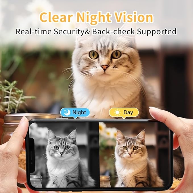 Camera for pet Home Security Camera Wireless Camera for 1080P Video with Self Charging, 2 Way Talk, Wireless APP Remote Control Baby Monitor The Dog Camera(Orange)