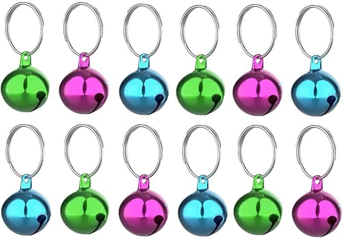 SKYPIA Round Dog Bells Dog Charm Bells Pet Pendant, 3 PCS Anti-Lost Training Bells for Collars, Suitable for Pet Pendant Accessories,1/2-Inch, Random