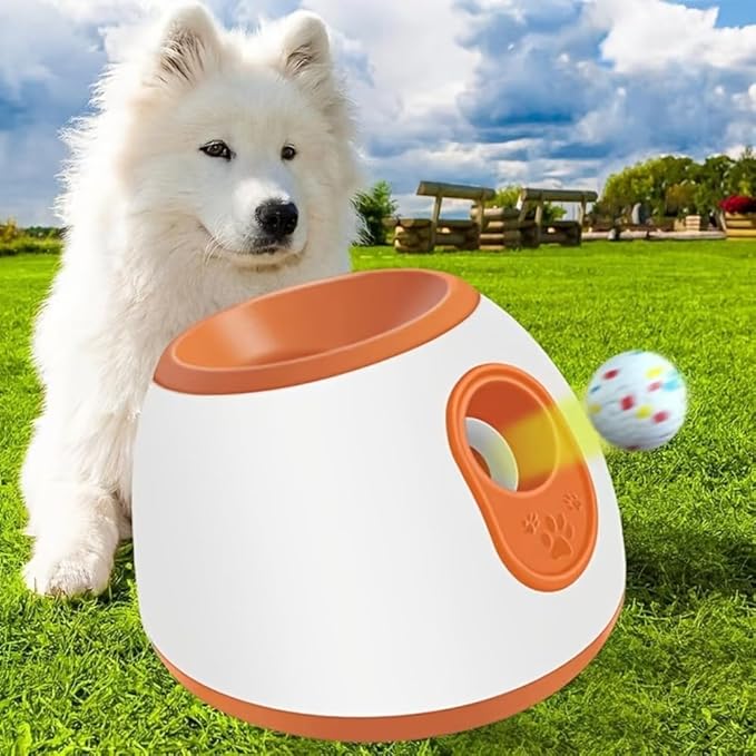 Eaacaa Automatic Ball Thrower for Dogs, 2025 Upgraded Ball Thrower with 3 Tennis Balls, Mentally Stimulating Training Dog Toy for Medium and Large Dogs (Blue)