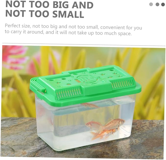Plastic AquariumTurtle Fish Tank Clear Container Hamster Tank Portable Fish Gecko Habitat Portable Tortoise Terrarium Turtle Habitat, 7.1 X 4.3 X 4.3 Inches, Random Lid Color