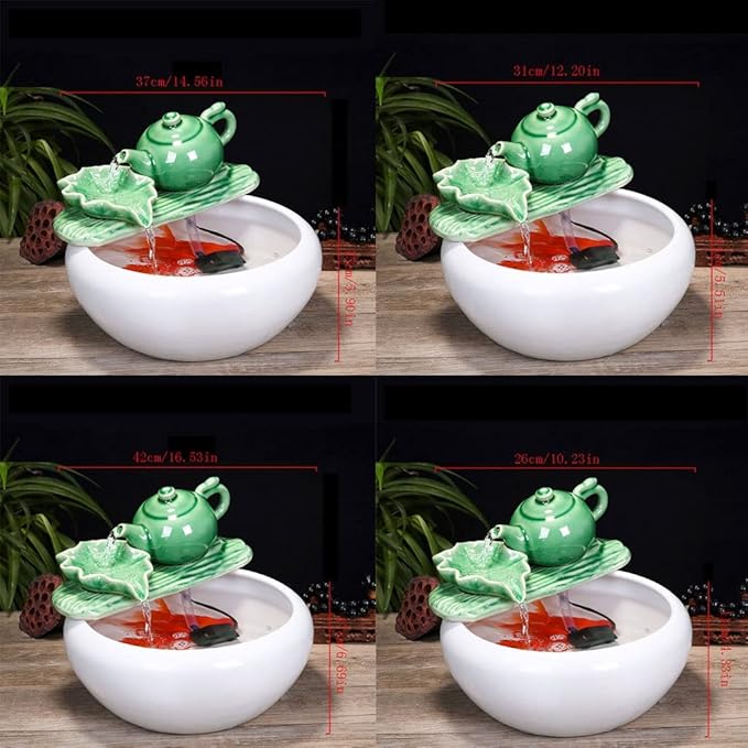 Fish Tank Aquarium Fish Tankchinese Style Ceramic Flow Water Fountain Office Living Room Table Top Fish Culture Bowl Aquarium Starter Kits Glass Fish Tank(C,23cm)