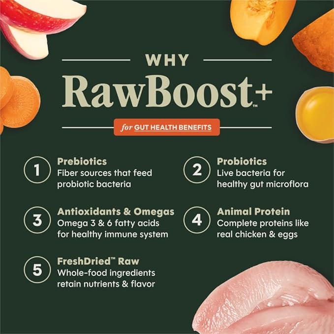 Instinct RawBoost Gut Health, Natural Dry Dog Food with Freeze-Dried Pieces, High Protein, Grain-Free Recipe - Real Chicken, 18 lb. Bag