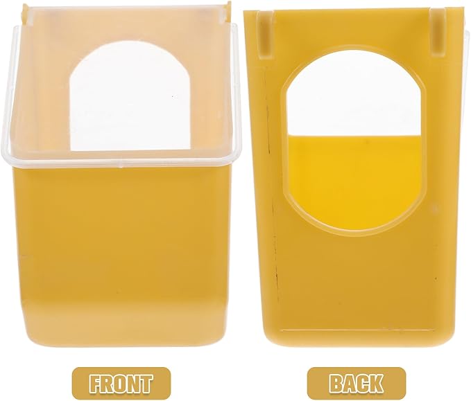 BESTonZON Cage Pigeon Feeder 2pcs Plastic Hanging Single Hole Bird Food Container with Lid for Parakeet Cage Accessories Small Bird Feeding Supplies