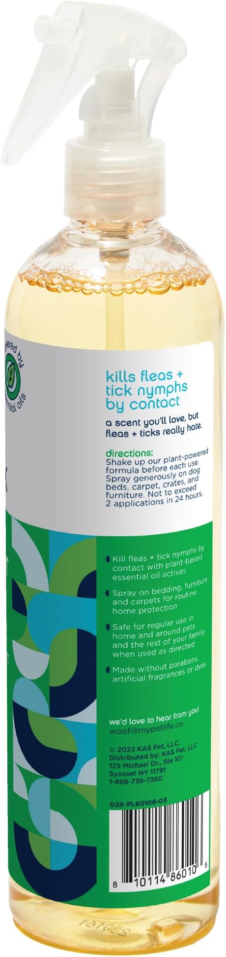 Pet Life Unlimited Flea & Tick Spray for Home, 16 oz, Plant-Based Indoor Prevention and Treatment for Dogs, Kill & Repel Fleas, Ticks & Eggs, Protection for Carpet, Furniture & Bedding