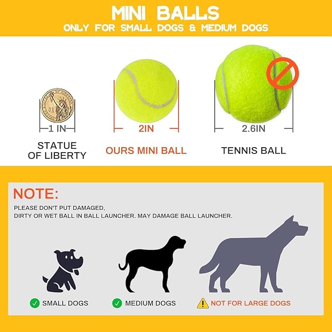 Best Automatic Ball Launcher for Dogs, USB Rechargeable Power - Indoor & Outdoor Dog Ball, Interactive Dog Fetch Tennis Ball Launcher Machine Toy for Small and Medium Dogs Comes with 3 Tennis Balls
