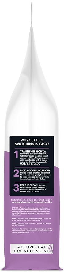 WORLD'S BEST CAT LITTER Multiple Cat Lavender Scented 8-Pounds - Natural Ingredients, Quick Clumping, Flushable, 99% Dust Free & Made in USA - Calming Fragrance & Long-Lasting Odor Control