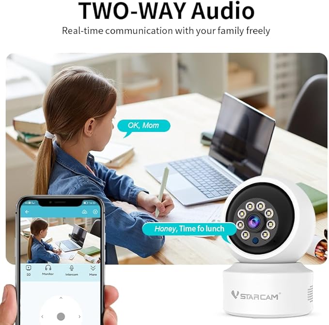 VSTARCAM Indoor Security Camera, Wireless Cameras for Home Security with Color Night Vision, 1080P HD, AI Motion Detection, 360° View Pan/Tilt, Two-Way Audio, Cloud Storage