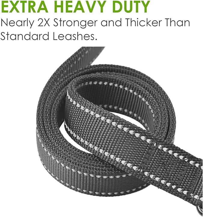 Heavy Duty Dog Leash - 2 Handles by Padded Traffic Handle for Extra Control, 6foot Long - Perfect for Medium to Large Dogs (6 ft, Black Red)