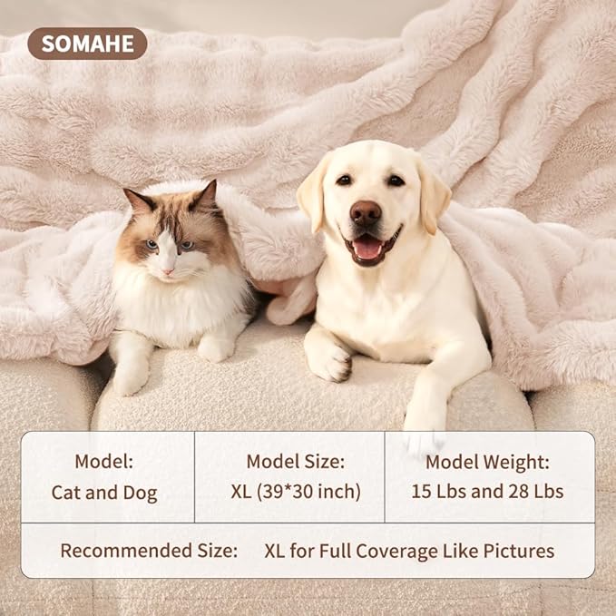 Self-Warming Cat Blanket for Indoor Cats & Small Dogs, Dual-Side Sherpa Plush Throw, Anti-Static Shared Couch Mat for Crate & Travel, Machine Washable No Shrink, 28x22 Inch White