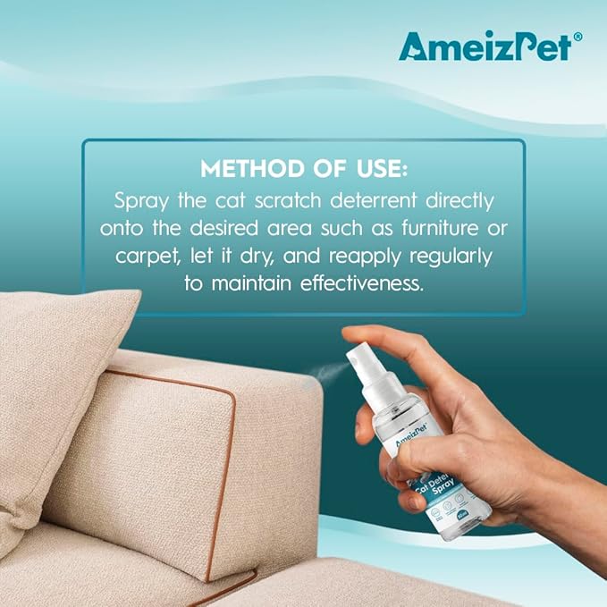 Cat Scratching Deterrent Spray, Cat Repellent Spray, Stop Cats Scratching Furniture, Carpets, Curtains and Plants, Safe and Effective Solution, Use Indoor & Outdoor, 1.69 fl oz (50 ml)