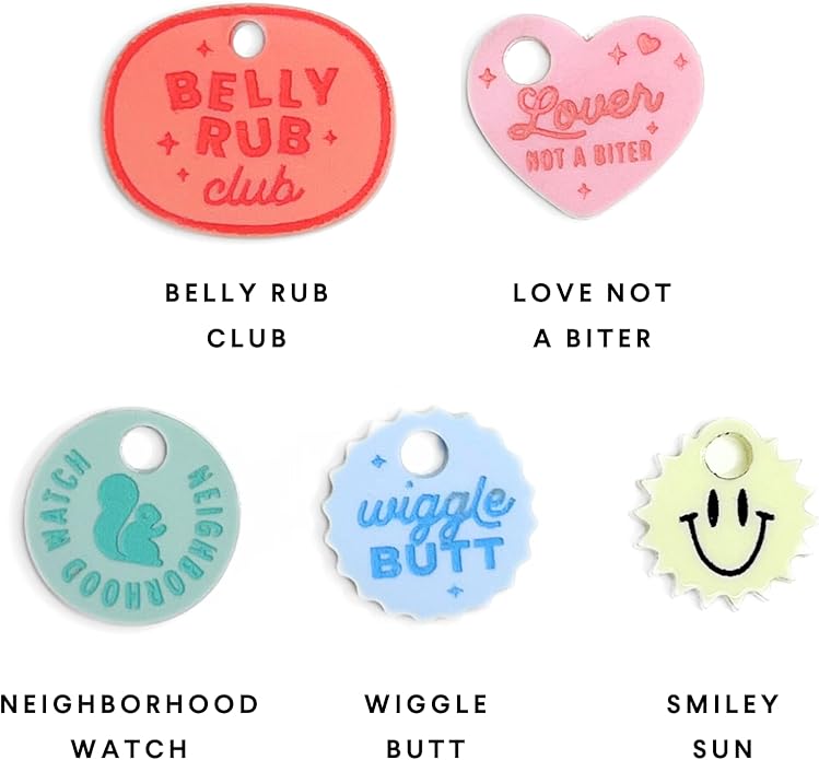 Pet Collar Charms 5-Pack – Stylish Dog & Cat Accessories, Durable and Lightweight Charms for Pet Collars, Easy to Attach, for Pet Lovers