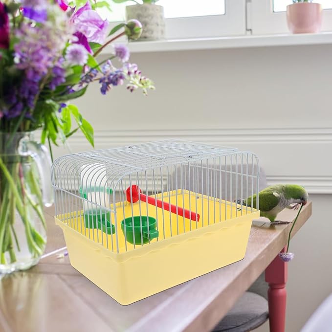 Garneck Small Bird Travel Cage: Portable Parakeet Carrier with Food and Water Box 9.2 Inch Animals Cage for Cockatiels Parrot - Easy to Carry for Short Trip, Daily Outing
