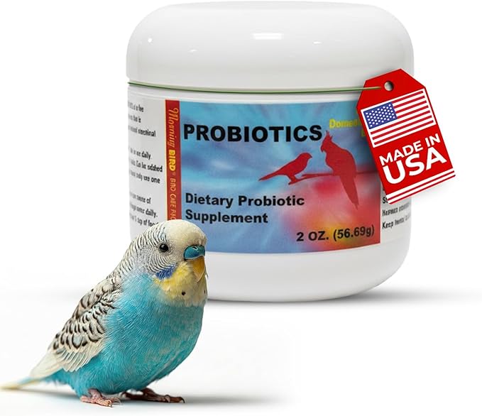 Morning Bird Probiotics for Birds 2 oz – Digestive Health Supplement Supporting Gut Balance, Nutrient Absorption, & Immune Support – Easy Mix Powder Supplement for All Bird Species