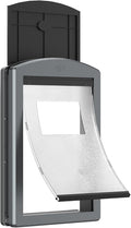 [Classicmacher] Dog Door for Large Dogs, Gray Frame Door for L arge Dogs, Strong Plastic Doggy Door and L arge Pets with Sliding Lock Panel and Magnetic Soft Flap (Large, Smoky Grey)