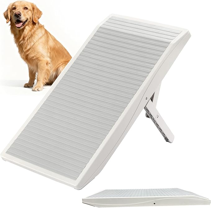 Dog Ramp for Bed& Couches – 4 Heights up to 18.31", Anti-Slip, Portable, Supports 100 lbs – Easy-Clean Pet Stairs for Small & Senior Dogs