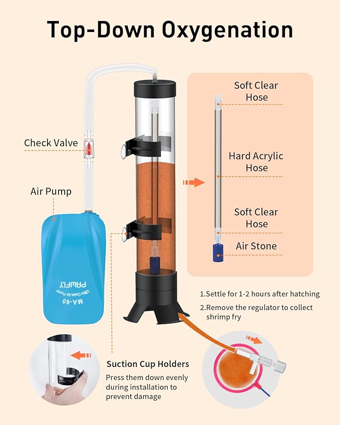 Pawfly Brine Shrimp Hatchery Kit, Shrimp Egg Incubator, Brine Shrimps Hatching Set, Artemia Hatchery with Air Pump, Live Brine Shrimps Net, Automatic Feeders & More