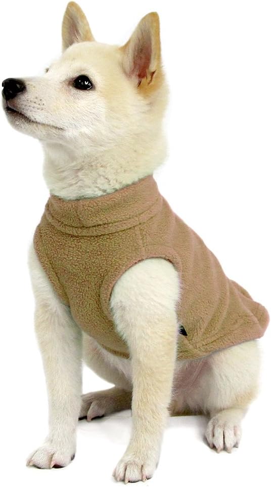 Gooby Stretch Fleece Vest Dog Sweater - Sand, X-Small - Warm Pullover Super Stretchy Fleece Dog Jacket for Small to Large Dogs
