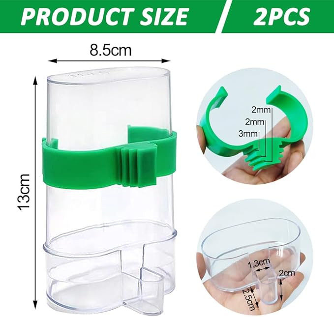 2 Pcs Automatic Bird Water Dispenser, Bird Water Feeder, Bottles Parrot Drinker Seed Food Container, Parakeet Cage Accessories for Parakeet Budgies Cockatiel Lovebird Small Birds Canary Finch