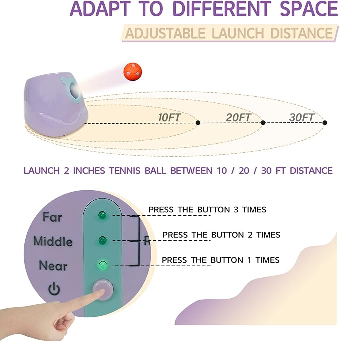 ptlsy Automatic Dog Ball Launcher Interactive Puppy Pet Ball Indoor Thrower Machine for Small and Medium Size Dogs, 3 Balls Included (2 inch) (Purple, Remote)