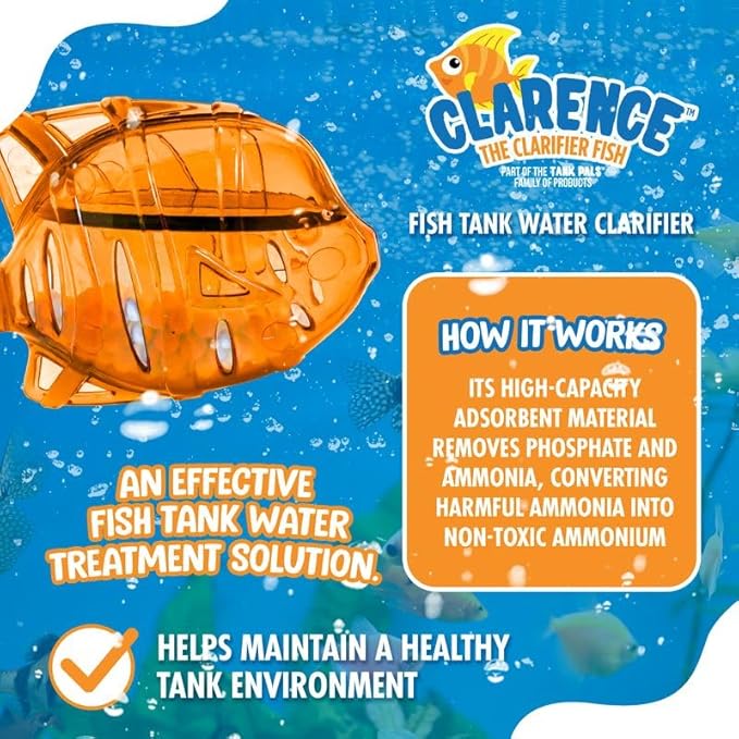 Aquarium Water Clarifier | Clear Cloudy Fish Tank Water Treatment, Safe for Freshwater & Saltwater Fish and Plants - Orange & Purple, 6 Pack