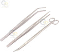 G.S Aquarium Plant Tools Stainless Steel Tweezers and Tweezers Set (3Pcs)