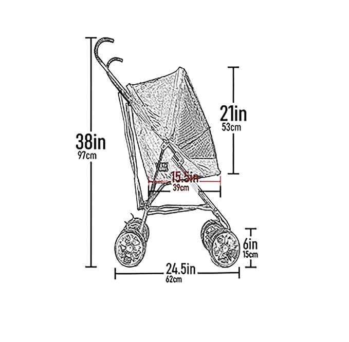 Pet Gear Travel Lite Plus Stroller, Compact, Easy Fold, No Assembly Required, Large Wheels for Cats and Dogs up to 15 pounds, Midnight