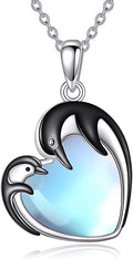 KZX Cat/Dog/Phoenix/Eagle/Whale/Shark/Puffin/Starfish/Chicken/Butterfly/Owl/Bee/Frog/Seahorse Necklace Sterling Silver Animal Pendant Jewelry Gift for Women