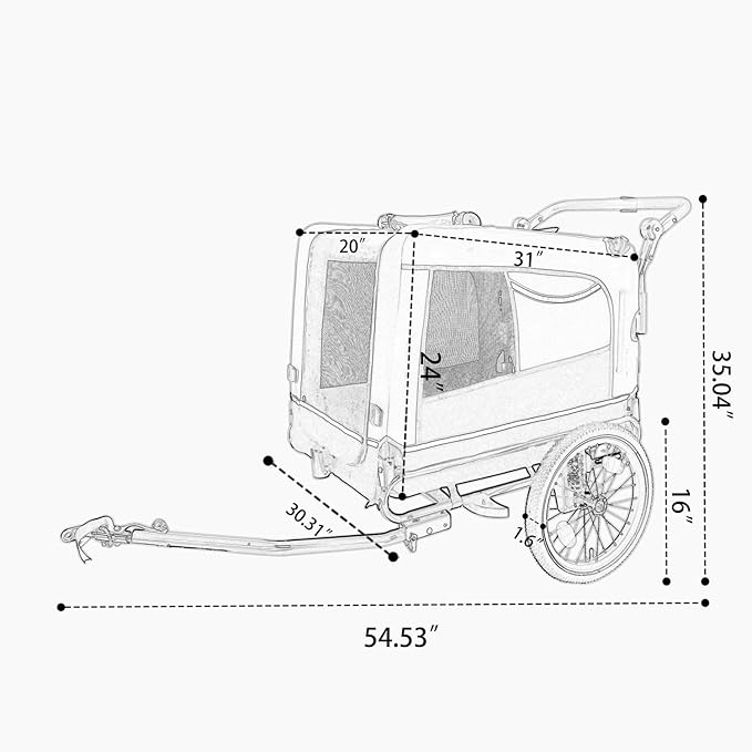Extra Large Dog Bike Trailer, 2-in-1 Convertible Pet Stroller Cart Bicycle Carrier with Swivel Wheels & Universal Hitch, Foldable Pet/Cargo Carrier for Bicycles Camping Hiking