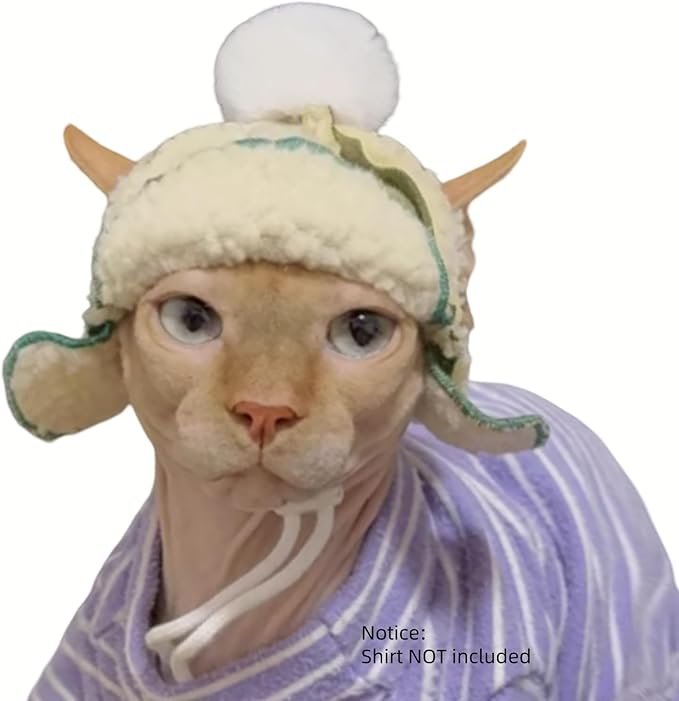 Cat Hats for Cats Only, Warm Cat‘s Beret Hat with Ear Holes, Pilot Cap Tiny Pets Party Costume, Cat Headwear Mini Hat SnugFit Sliding Toggles for Best Fit (Avocado, Small (4-9.9 lbs))
