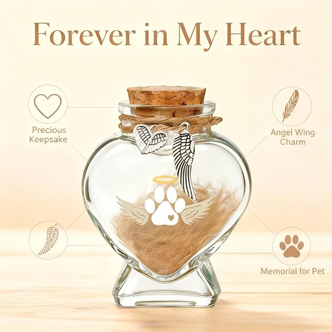 Loss of Dog Cat Pet Sympathy Gift, Memorial Bottle for Pet Hair, Pet Fur Keepsake, Memorial Urn, Pet Memorial Suncatcher and Dog Hair Keepsake, Dog Memory Memorial Keepsake(Mooncatcher)
