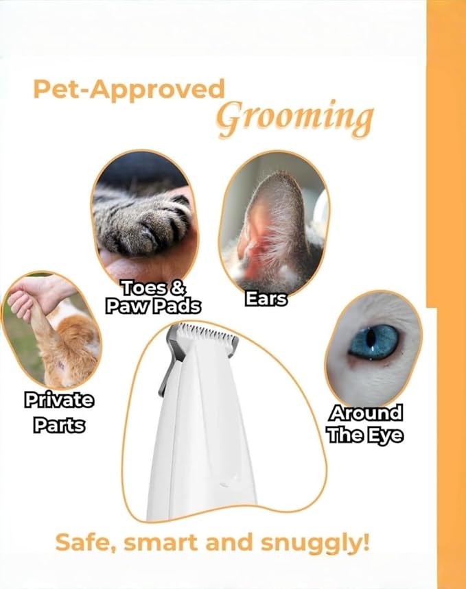 Cat Grooming Trimmer, Multifunctional Pet Hair Trimmer Waterproof Rechargeable Shaver with LED Light for Paws Eyes Ears Face Buttocks for Small Dogs and Cats