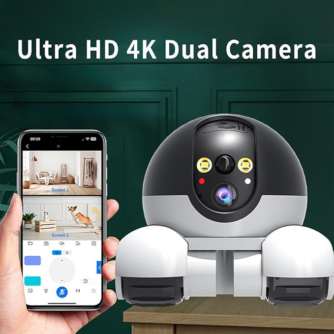 Pet Cameras Indoor with Phone App, 1080p Dual Lens, P 360°/T 90° Rotation Monitoring, 2-Way Talk, Night Vision, Motion Detection, Video Recording (4G, Camera only)