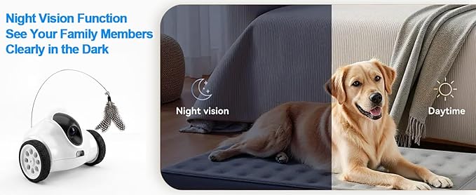 Robot Camera on Wheels 720P Dual Lens,Indoor Movable Security Camera with 2-Way Talk,Bot with Night Vision,Distance Bot App Control for Cats/Dogs/Baby/Elderly