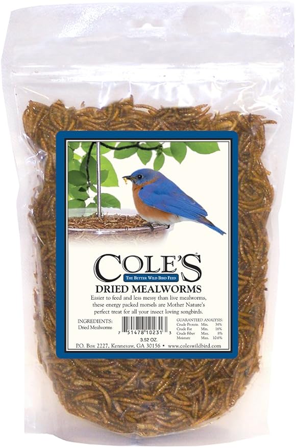Cole's DRMW Dried Mealworm Bird Food, 3.52-Ounce