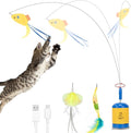 Migipaws Interactive Automatic Cat Teaser Wand Toy with Strong Suction Cup, 70cm Flexible Wire & DIY Bending Design, Rechargeable Cat Exercise Toy with Auto Timer for Indoor Cats(Blue)