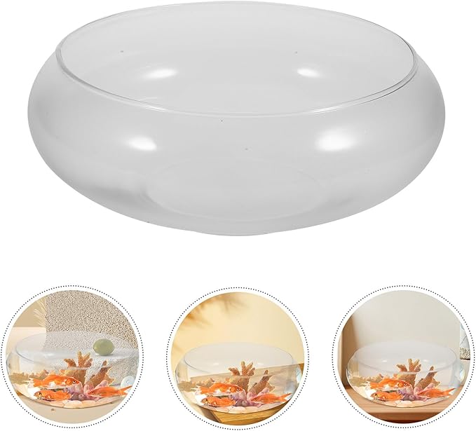 Zerodeko 1PC Glass Fish Bowl, Hydroponic Plant Pot Lotus Hydroponic Container Clear Glass Fish Tank Small Fish Tank Glass Round Aquarium for Goldfish Betta