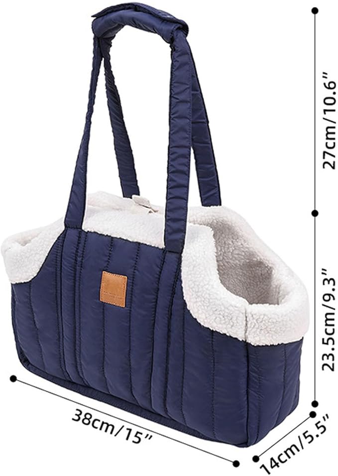 Winter Fleece Warm Dog Tote Bag, 2024 New Small Dog Carrier Purse, Waterproof Pet Travel Handbag, Carrier Purse with Secure Harness Clip for Shopping, Hiking and Walking (Grey)
