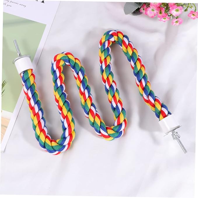 Bird Rope Perch, Colorful Parrot Cotton Rope Bird Perch Stand Climbing Toys Pet Parrot Chewing Toy for Parrots Cockatiels Parakeets Budgie Cages