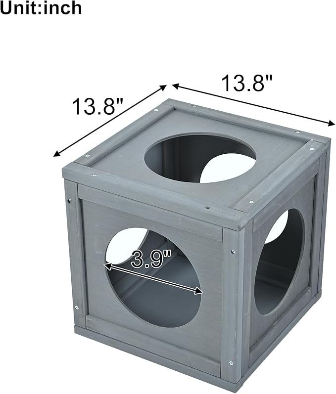 Merax Wooden Catio Indoor Outdoor Cat Enclosure with 7 Removable Boxes, Luxury Cat Cage Condo with Large Enter Door, 2 Platforms, Small House with Locks & Waterproof Roof， Grey