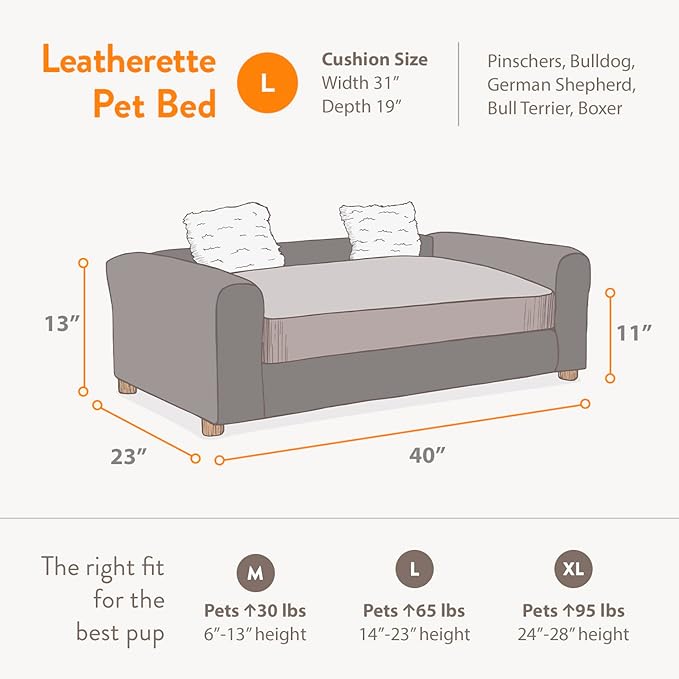 Moots Premium Leatherette Pets Sofa, Espresso, Medium/Large