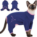 DENTRUN Cat Clothes for Hair Control with Hair Sticky Fabric - Soft Recovery Suit & Breathable Lint-Resistant Cat Sweater for Cats Only, Kitten Onesie Pajamas, M, Blue