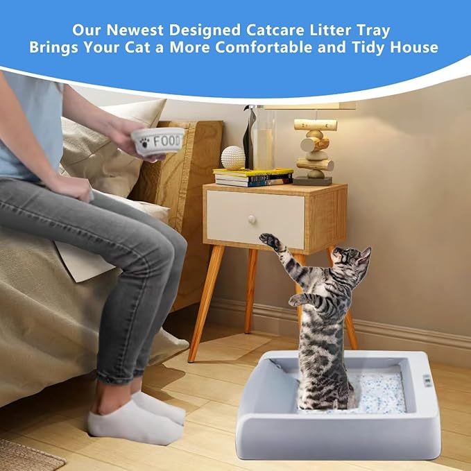 Cat Litter Box Tray Compatible with Petsafe Scoop-Free- Odor & Stain-Resistant, Easy Disassembly - Includes Free Scoop for Cat Litter Boxes Plastic