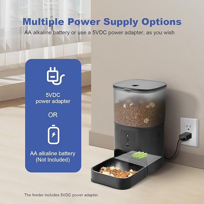 Automatic Cat Feeder, Cat Food Dispenser with 10s Voice Recorder, Pet Feeder up to 8 Meals per Day, Timed Feeder with Dry Food Sealed Ring